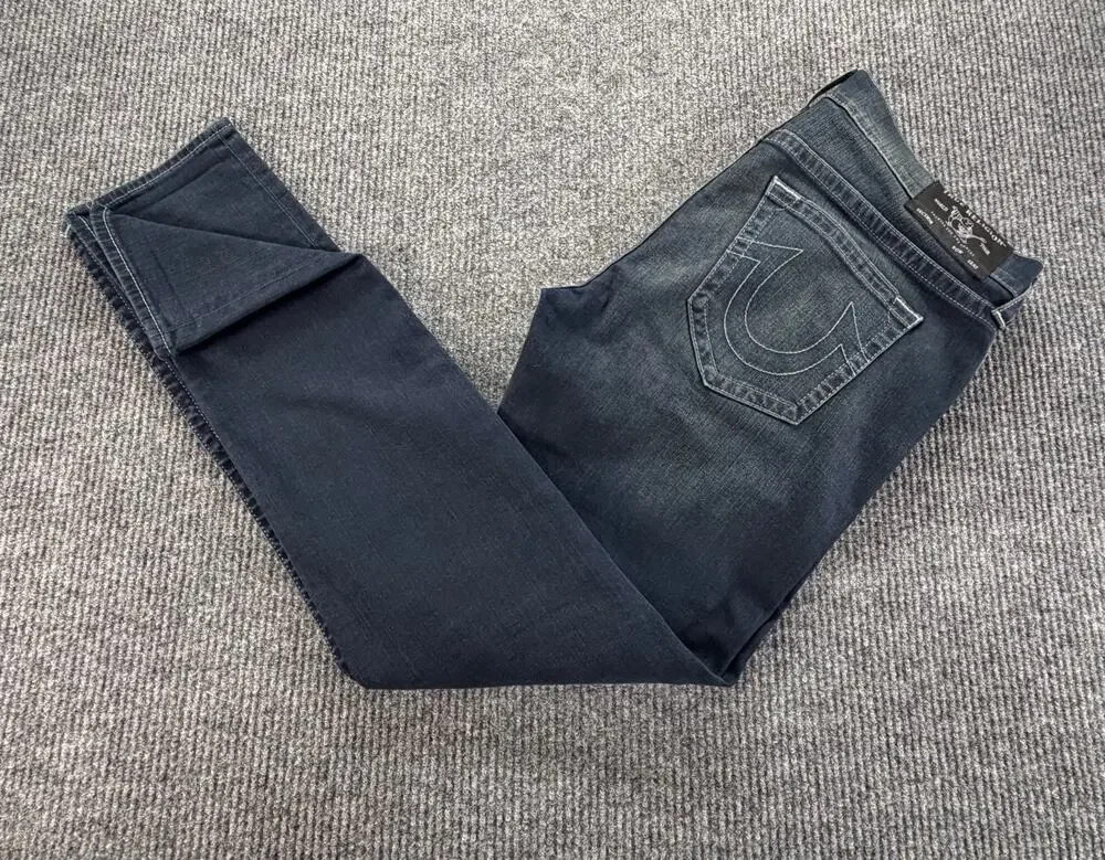 True Religion Rocco Mens 38 Relaxed Skinny Jeans Dark Wash Stretch Denim